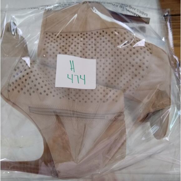 [H474] Audrey Brooke Tan Ankle Booties with Perforated Peep Toe Heels, Size 9.5 - Picture 6 of 6